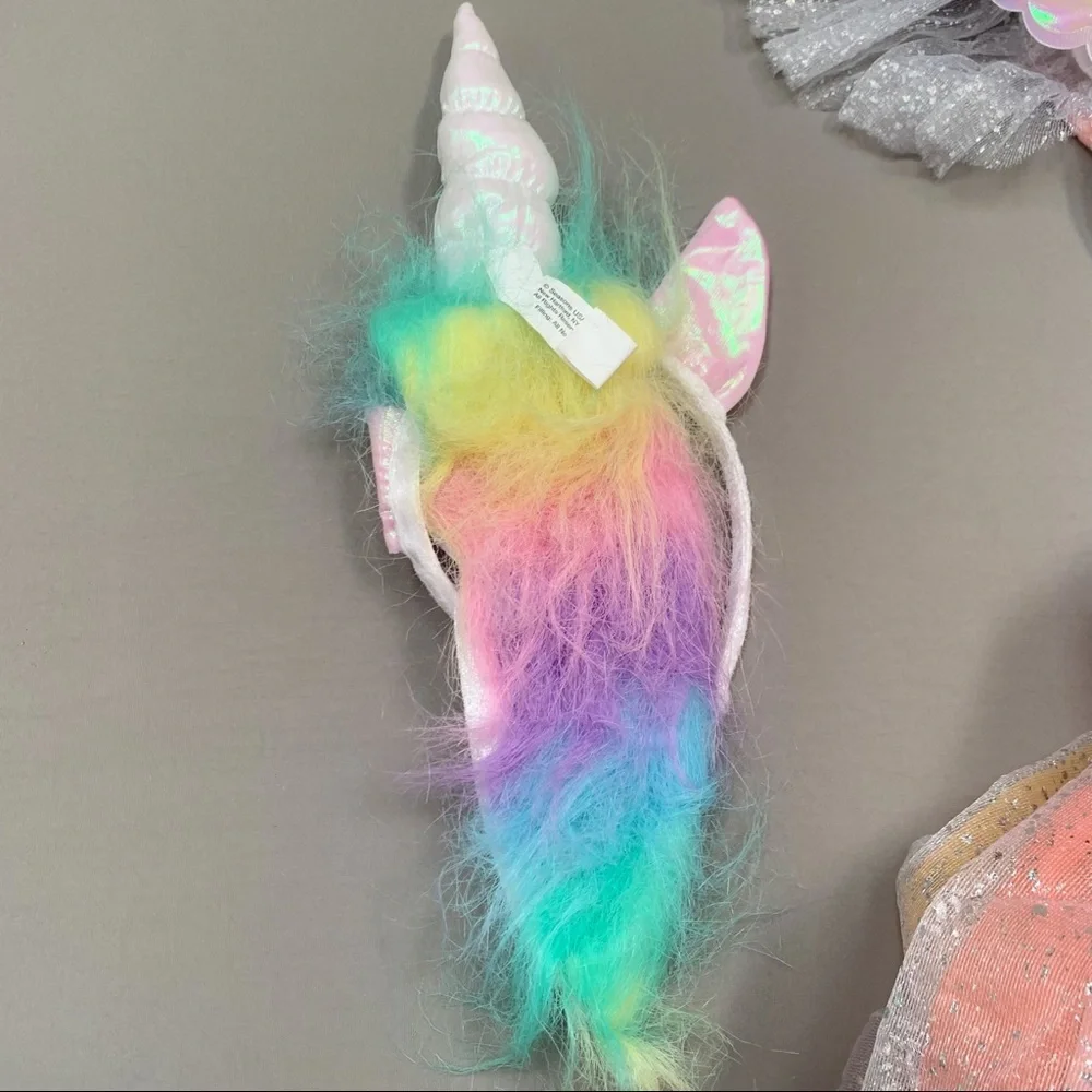 Girls RAINBOW UNICORN PEGASUS dress costume, girls L 10-12.